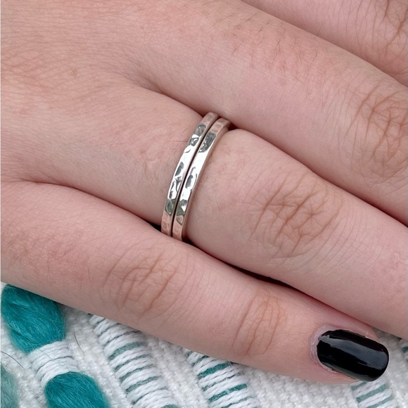 Sterling Silver and Opal Ring Set Size 7 - Picture 8 of 9